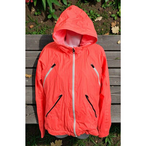 Women's Lululemon Run Rise and Shine Jacket Sz 6 Pop Orange Neon Full Zip Rain